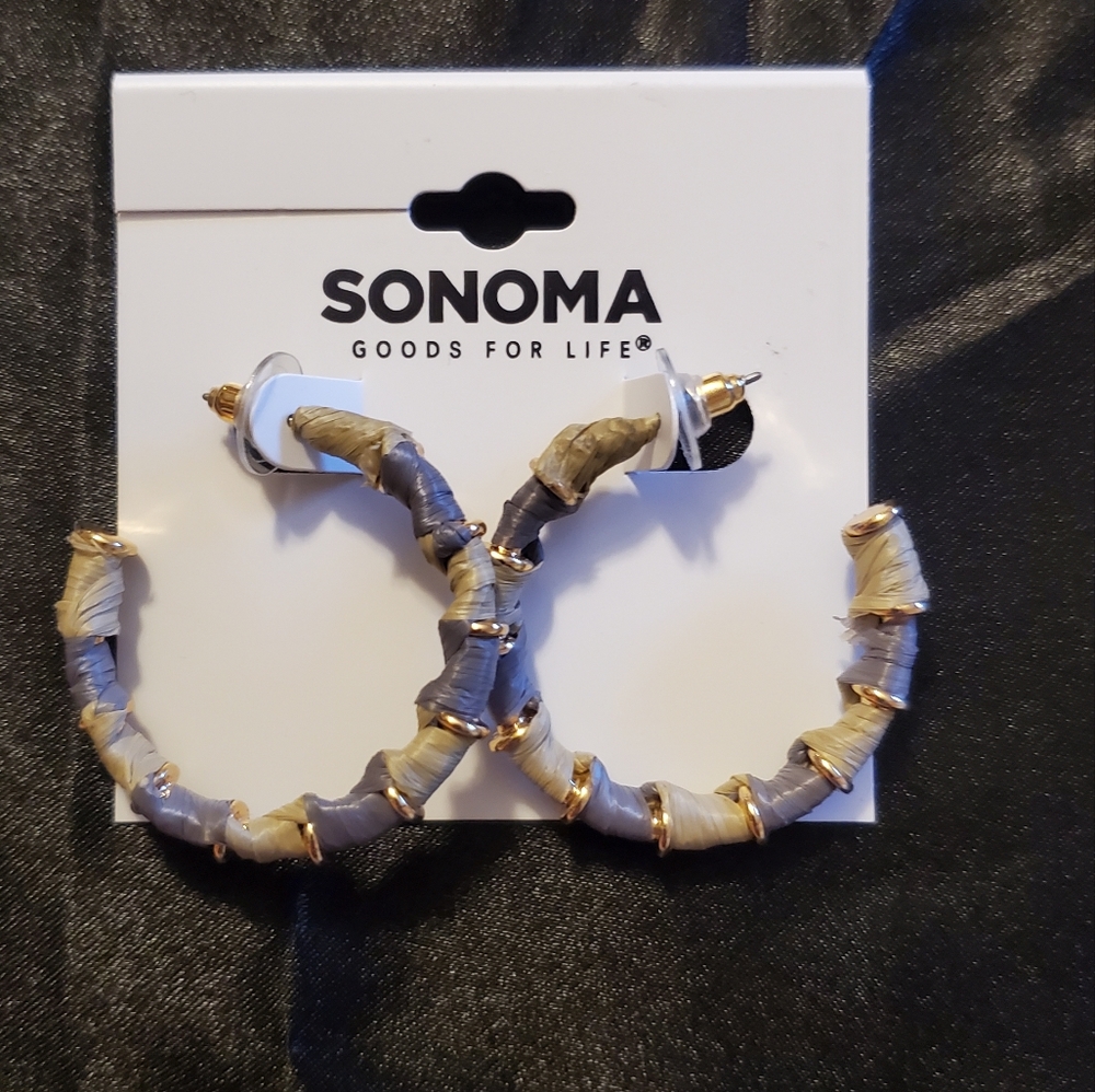2 Tone Wrapped open Hoop Earrings.